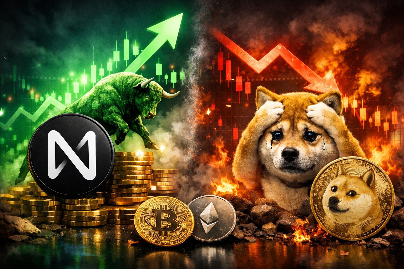Misteri Bullish Shift NEAR! Dogecoin Kesulitan Berat, Siapa yang Akan Meledak Duluan?