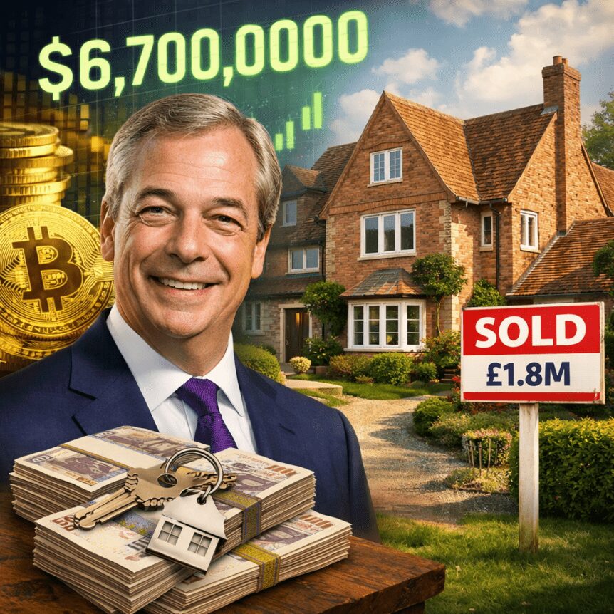 Farage Pakai Hadiah Kripto $6,7 Juta Beli Rumah Mewah $1,8 Juta di UK! Politisi Pro-Bitcoin Makin Kaya